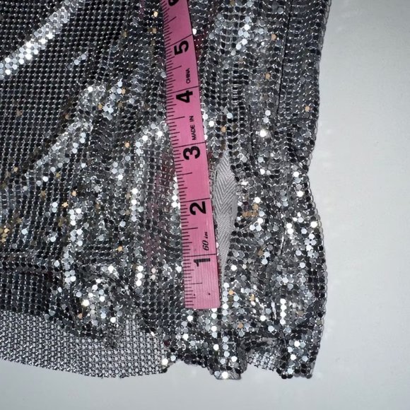 EXPRESS silver metal mesh chain mail halter party holiday Studio 54 Y2K runway - Picture 6 of 10